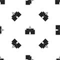 Residential mansion with towers pattern seamless black