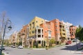 Residential multifamily building situated on a corner on top of telecommunication hill, San Jose, California