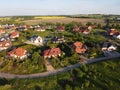 Residential neigborhood in sunset, village in northern Poland Royalty Free Stock Photo