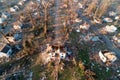 Residential neighborhood experiencing widespread devastation after a severe tornado Royalty Free Stock Photo