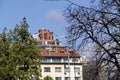 Residential neighborhood with interesting modern structures maximizing the use of roof spaces, Sofia