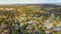 Residential neighborhood mixed of Church, School district and row of single-family house with swimming pool surrounding by Royalty Free Stock Photo