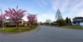 Residential neighborhood Street in Modern City Suburbs. Royalty Free Stock Photo