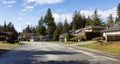 Residential neighborhood Street in Modern City Suburbs. Royalty Free Stock Photo