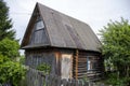 Residential old wooden house from darkened logs Royalty Free Stock Photo