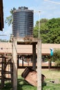 Residential Plastic Water Supply tank on elevated platform in Lethem Guyana Royalty Free Stock Photo