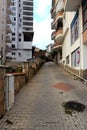 Residential road going up in the Alanya city.