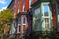 Residential row houses in US capital. Royalty Free Stock Photo