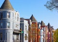 Residential row houses in US capital in spring. Royalty Free Stock Photo