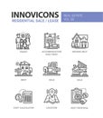 Residential sale and lease - line design icons set