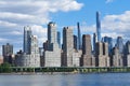 Residential Skyscrapers along Riverside Blvd in the Upper West Side of Manhattan. In front of the buildings is an elevated section Royalty Free Stock Photo