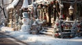 Residential snow-covered house decorated for Christmas Royalty Free Stock Photo