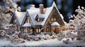 Residential snow-covered house decorated for Christmas Royalty Free Stock Photo