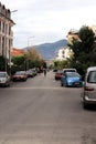 Residential street in the Alanya city with many cars