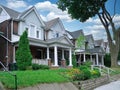 Residential street with brick semi-detached houses Royalty Free Stock Photo