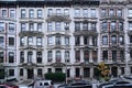 Residential street with elegant old townhouses