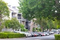 Residential street with houses in Victorian architectural style in a suburb of Sydney, Australia Royalty Free Stock Photo