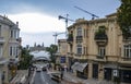 The residential street with the modern houses on the hilly area. Monte Carlo Royalty Free Stock Photo