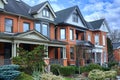 Residential street with row of brick semi-detached houses Royalty Free Stock Photo