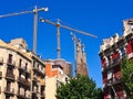 Familia Sagrada, View From Barcelona Suburban Street, Spain Royalty Free Stock Photo