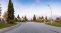 Residential Suburban Neighborhood in the City during a vibrant springtime sunset.