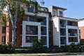 Residential units with a blue sky in the background