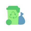 Residential waste collection vector flat color icon