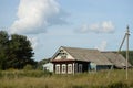 Residential wooden house in the village of Konyukovo, Yaroslavl region Royalty Free Stock Photo