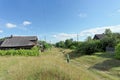 Residential wooden houses in a Russian village