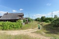 Residential wooden houses in a Russian village