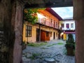 Residential yard of an old two-story house in Chernivtsi