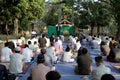 Residents perform Eid al-Adha prayers in a housing complex in Bogor, West Java, Indonesia, Friday 31 July 2020. The health