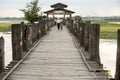 Residents and visitors traveling on the U-bein Bridge,Myanmar.