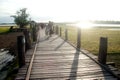 Residents and visitors traveling on the Uben bridge,Myanmar.