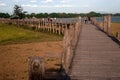 Residents and visitors traveling on the Uben bridge,Myanmar.