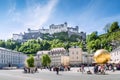 Residenzplatz at Salzburg Stadt with Hohensalzburg Castle, Salzb Royalty Free Stock Photo