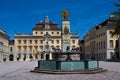 Residenzschloss Ludwigsburg castle with a wonderful fountain. Middle courtyard with a view of the old main building. Baden- Royalty Free Stock Photo