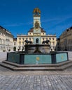 Residenzschloss Ludwigsburg castle with a wonderful fountain. Middle courtyard with a view of the old main building. Baden- Royalty Free Stock Photo