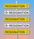 Resign Signposts Means Quit Or Resignation From Job Government Or President
