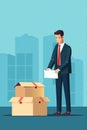 resignation concept businessman with a box leaving the job