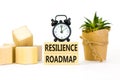 Resilience roadmap symbol. Concept word Resilience roadmap typed on wooden blocks. Beautiful white table white background. Black Royalty Free Stock Photo