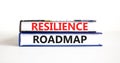 Resilience roadmap symbol. Concept word Resilience roadmap typed on books. Beautiful white table white background. Business and Royalty Free Stock Photo