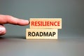 Resilience roadmap symbol. Concept word Resilience roadmap typed on wooden blocks. Beautiful grey table grey background. Royalty Free Stock Photo