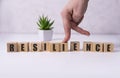 Resilience word concept on cubes on white background. Royalty Free Stock Photo