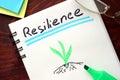 Resilience written on notepad. Royalty Free Stock Photo