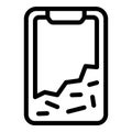 Resilient mobile glass icon outline vector. Shatterproof device cover