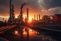 Resilient Petrochemical operator at sunset. Generate Ai