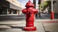 The Resilient Red Classic Fire Hydrant Standing Strong on City Streets. Generative AI