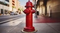 The Resilient Red Classic Fire Hydrant Standing Strong on City Streets. Generative AI