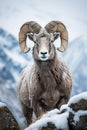 The Resilient Wild Sheep in the snow mountain